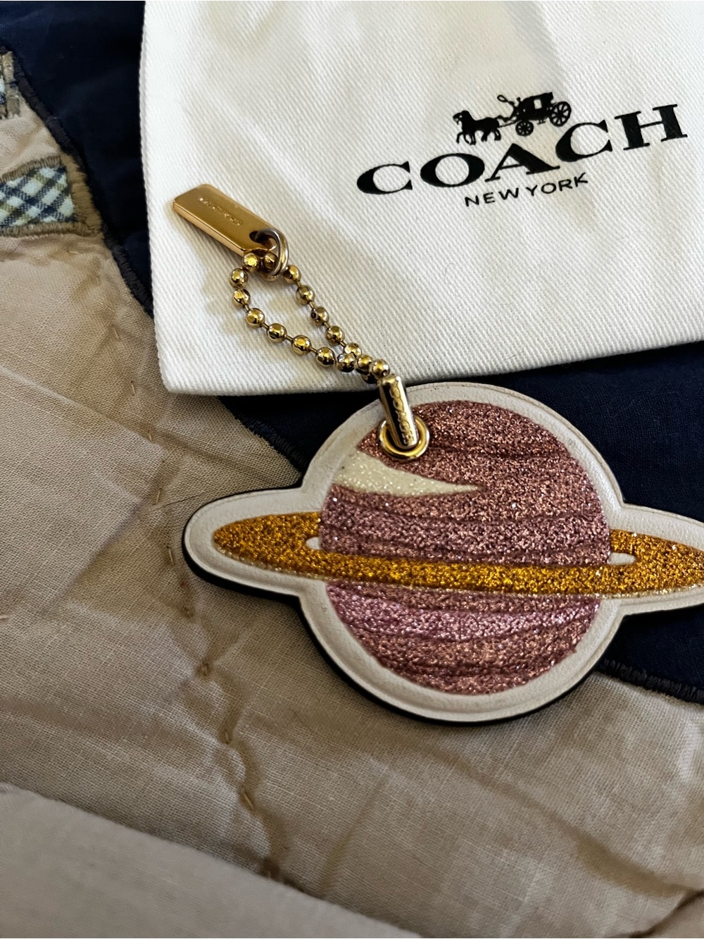 Coach Glitter Planet Bag Charm — Pink & Gold Accents - Picture 11 of 12